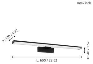 Eglo 780431 - LED Kopalniška luč za osvetlitev ogledala BETETA 11W/230V 60 cm IP44 črna