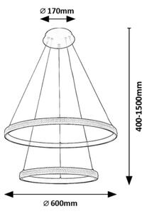 Rabalux 72259 - LED Lestenec na vrvici GRETE LED/60W/230V 3000K