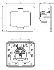 Solight 5B322 - Zunanja vgradna talna vtičnica IP55 kotna