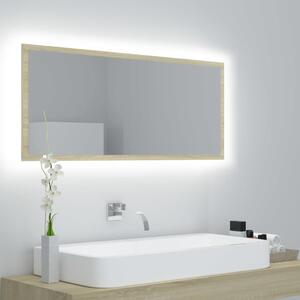 VidaXL LED kopalniško ogledalo sonoma hrast 100x8,5x37 cm akril