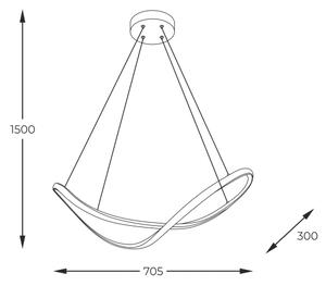 Zuma Line 19600P-BK - LED Lestenec na vrvici ERDA LED/45W/230V 3000/4000/6000K