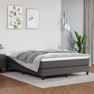 VidaXL Box spring postelja z vzmetnico siva 140x200 cm umetno usnje