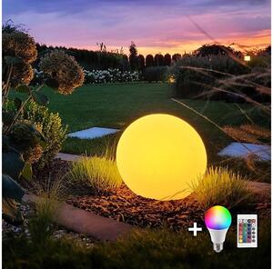 LED RGB Zatemnitvena zunanja svetilka GLOBO 1xE27/8,5W/230V pr. 30 cm IP44 + Daljinski upravljalnik