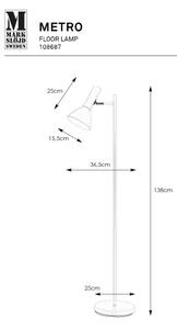 Markslöjd 108687 - Talna svetilka METRO 1xE27/40W/230V bela