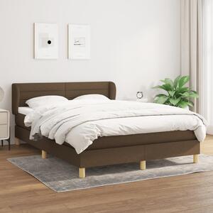 VidaXL Box spring postelja z vzmetnico temno rjav 140x190 cm blago