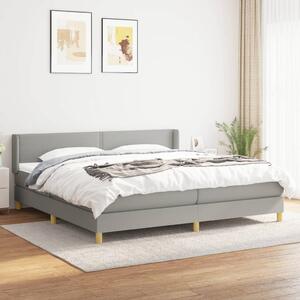 VidaXL Box spring postelja z vzmetnico svetlo siva 200x200 cm blago