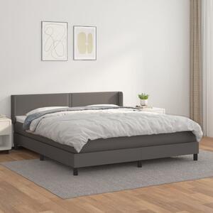 VidaXL Box spring postelja z vzmetnico siva 160x200 cm umetno usnje