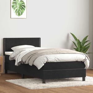 VidaXL Box Spring postelja z vzmetnico črna 100x210 cm Velvet