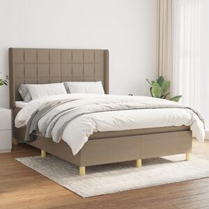 VidaXL Box spring postelja z vzmetnico taupe 140x200 cm blago