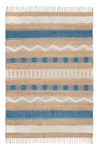 Ročno tkana preproga iz mešanice jute v naravni in modri barvi 160x230 cm Medina Jute – Flair Rugs