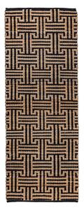 Ročno tkan tekač iz mešanice jute v črni in naravni barvi 80x230 cm Meander Jute – Flair Rugs