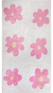 Rožnata/slonokoščena pralna otroška preproga 80x150 cm Cute Flowers Pink – Vitaus