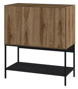 Črna/naravna omarica v hrastovem dekorju 80x90x40 cm Amira – Marckeric