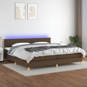 VidaXL Box spring postelja z vzmetnico LED temno rjava 200x200cm blago