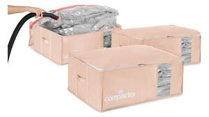 Vakuumske plastične škatle za shranjevanje oblačil v kompletu 3 ks 65x45x27 cm Pink Edition – Compactor