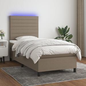 VidaXL Box spring postelja z vzmetnico LED taupe 80x200 cm blago