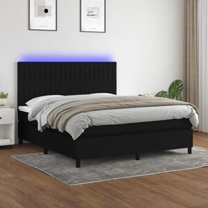 VidaXL Box spring postelja z vzmetnico LED črna 180x200 cm blago