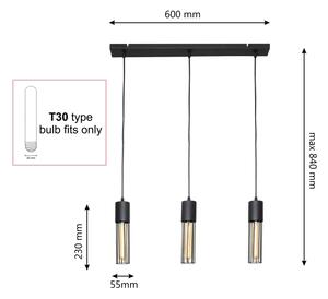 Lestenec na vrvici MELODY 3xE27/15W/230V črna