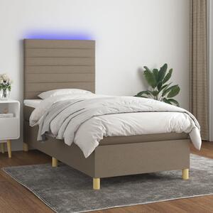 VidaXL Box spring postelja z vzmetnico LED taupe 80x200 cm blago