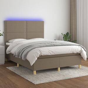 VidaXL Box spring postelja z vzmetnico LED taupe 140x190 cm blago