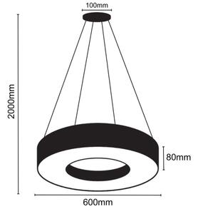 LED Zatemnitveni lestenec na vrvici LED/45W/230V 3000-6500K črna + Daljinski upravljalnik