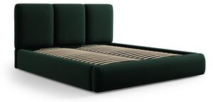Temno zelena žametna oblazinjena zakonska postelja s prostorom za shranjevanje in z letvenim dnom 180x200 cm Brody – Mazzini Beds