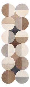 Sivo-bež ročno tkan volnen tekač 80x230 cm Mia Ellipse – Flair Rugs