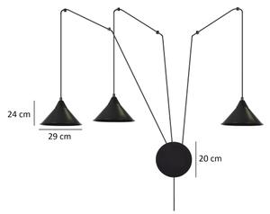 Lestenec na vrvici ABRAMO 3xE27/15W/230V črna