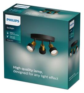 Philips - Reflektor CONDUIT 3xGU10/5W/230V črna/medenina