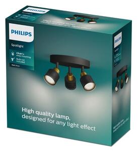 Philips - Reflektor NIALL 3xGU10/5W/230V črna/medenina