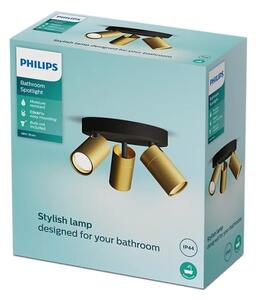 Philips - Kopalniški reflektor IDRIS 3xGU10/5W/230V IP44 črna/zlata