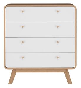 Bela visoka komoda v hrastovem dekorju 80x88 cm Caitlin – Støraa