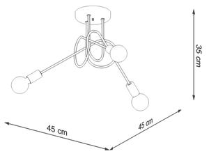 Sollux SL.1437 - Nadgradni lestenec LOOP 3xE27/15W/230V zlata