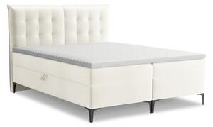 Kremno bela boxspring postelja s prostorom za shranjevanje 160x200 cm Mikana – Makamii