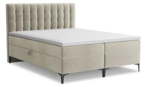 Sivorjava boxspring postelja s prostorom za shranjevanje 180x200 cm Puhala – Makamii