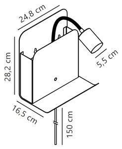 Nordlux - Stenska svetilka s polico in USB ROOMI 1xGU10/8W/230V črna