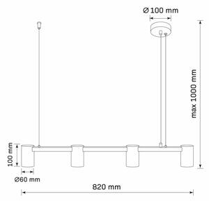 Lestenec na vrvici MARIBEL 4xGU10/10W/230V črna