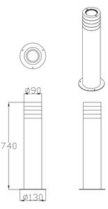 Zunanja svetilka RINO 1xE27/12W/230V IP54 74 cm črna