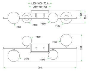 Wofi 7014-405W - LED Nadgradni lestenec VILLA 4xG9/3W/230V črna