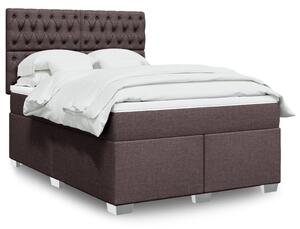 VidaXL Box spring postelja z vzmetnico temno rjava 160x200 cm blago