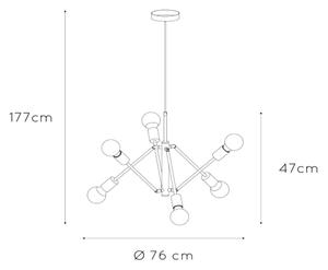 Lucide 21424/06/30 - Lestenec na vrvici LESTER 6xE27/40W/230V črna