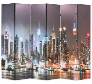 VidaXL Zložljiv paravan 228x170 cm New York ponoči