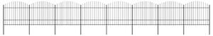 VidaXL Vrtna ograja s koničastimi vrhovi jeklo (1,5-1,75)x13,6 m črna