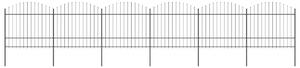 VidaXL Vrtna ograja s koničastimi vrhovi jeklo (1,5-1,75)x10,2 m črna