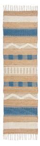 Ročno tkan tekač iz mešanice jute v naravni in modri barvi 60x230 cm Medina Jute – Flair Rugs