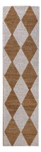 Ročno tkan tekač iz mešanice jute v beli in naravni barvi 80x230 cm Effie Diamond – Flair Rugs