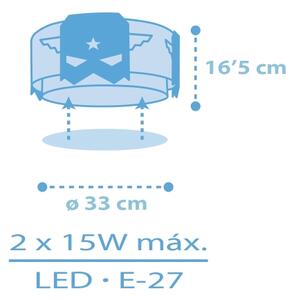 Dalber 61816 - Otroška stropna svetilka MODRA HERO 2xE27/15W/230V