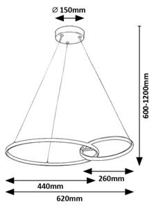 Rabalux 72296 - LED Lestenec na vrvici EMILION LED/36W/230V črna/zlata