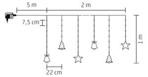 LED Zunanja božična veriga 186xLED 7m IP44 hladna bela