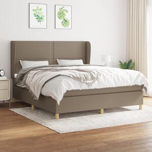 VidaXL Box spring postelja z vzmetnico taupe 160x200 cm blago